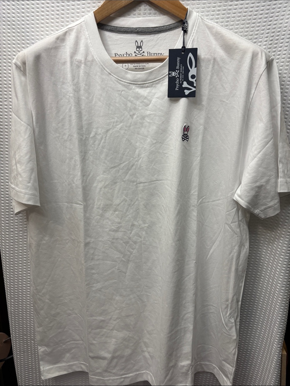 Psycho Bunny White Short Sleeve Tee with Pink Logo